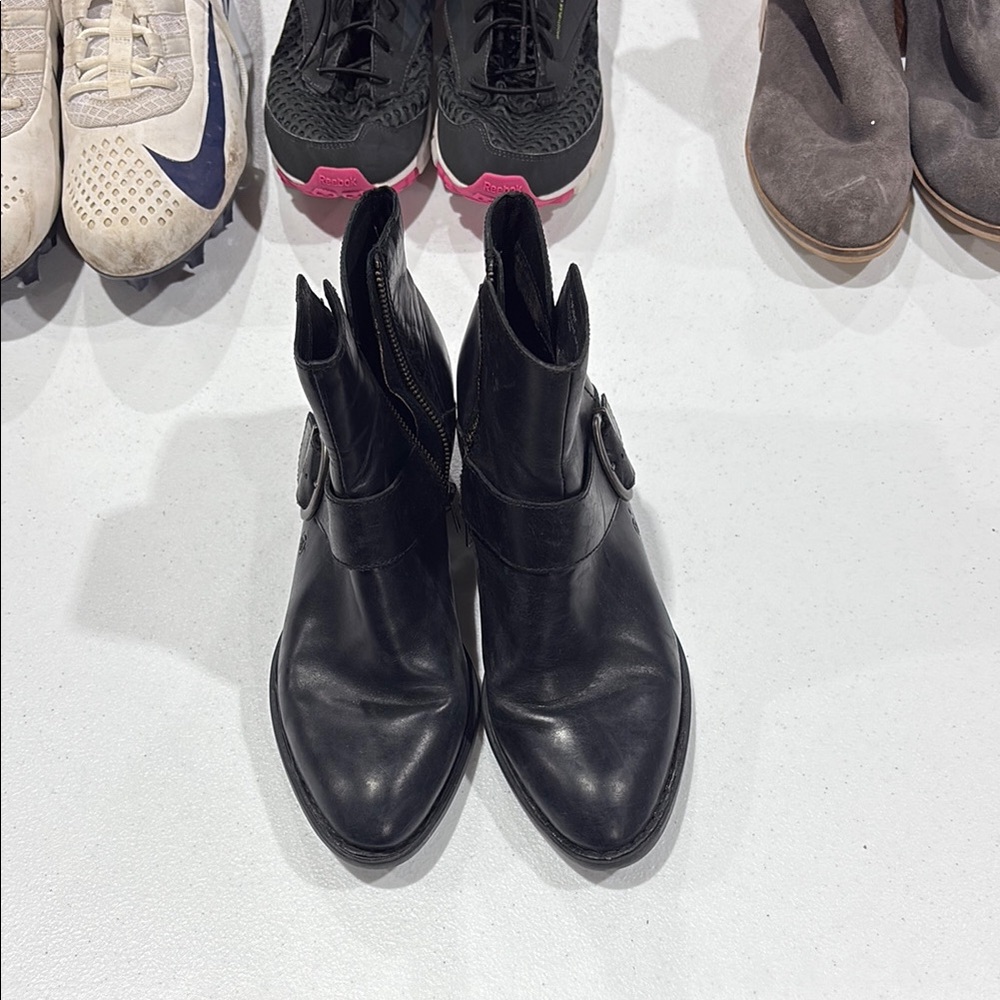 Black Leather Ankle Boots